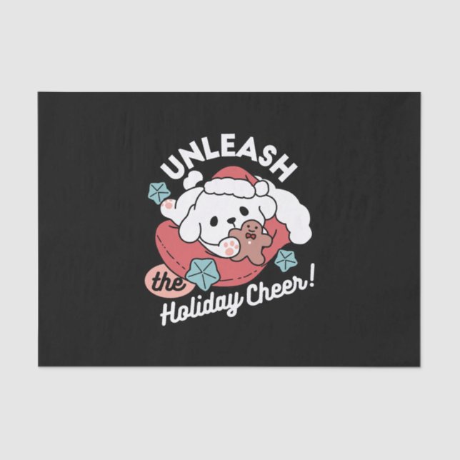 Christmas Dog in Santa Hat – Holiday Cheer for Pet Tissue Paper (Front)