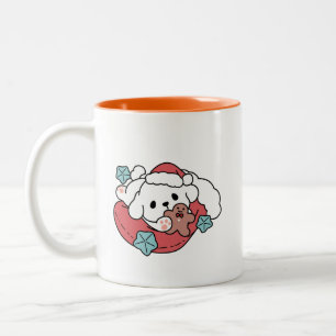 Christmas Dog in Santa Hat – Holiday Cheer for Pet Two-Tone Coffee Mug