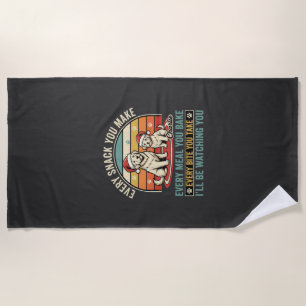 Christmas Dog Lovers Snack Watching Beach Towel