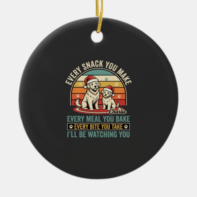 Christmas Dog Lovers Snack Watching Ceramic Tree Decoration (Front)