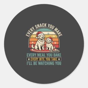 Christmas Dog Lovers Snack Watching Classic Round Sticker