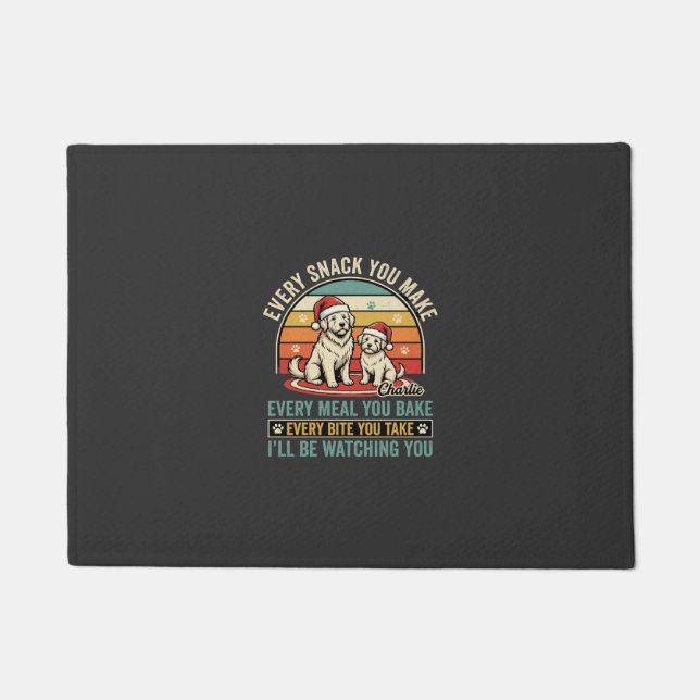 Christmas Dog Lovers Snack Watching Doormat (Front)
