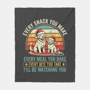 Christmas Dog Lovers Snack Watching Fleece Blanket