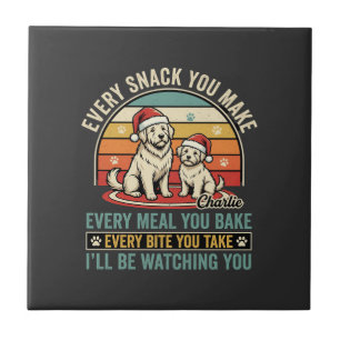 Christmas Dog Lovers Snack Watching Tile
