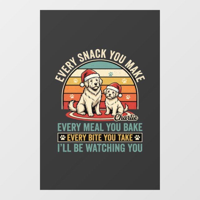 Christmas Dog Lovers Snack Watching Window Cling (Sheet)