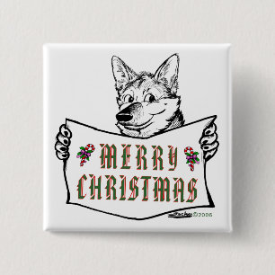 Christmas Dog: Merry Christmas! 15 Cm Square Badge