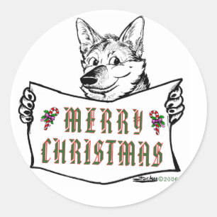 Christmas Dog: Merry Christmas! Classic Round Sticker