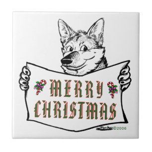 Christmas Dog: Merry Christmas! Tile