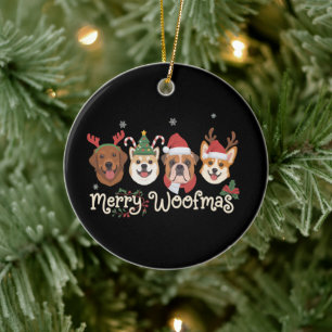 Christmas Dog Owner Gift Holiday Merry Woofmas Ceramic Tree Decoration