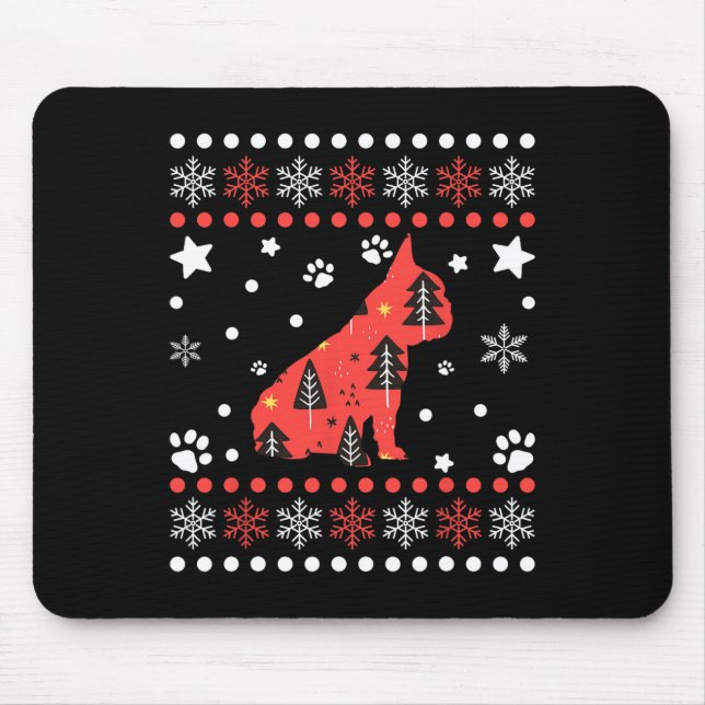Christmas Dog Pattern French Bulldog Owner 1  Mouse Mat (Front)