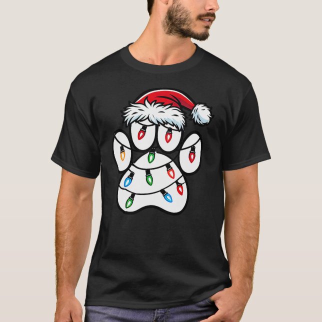 Christmas Dog Paw Christmas Dog Xmas T-Shirt (Front)