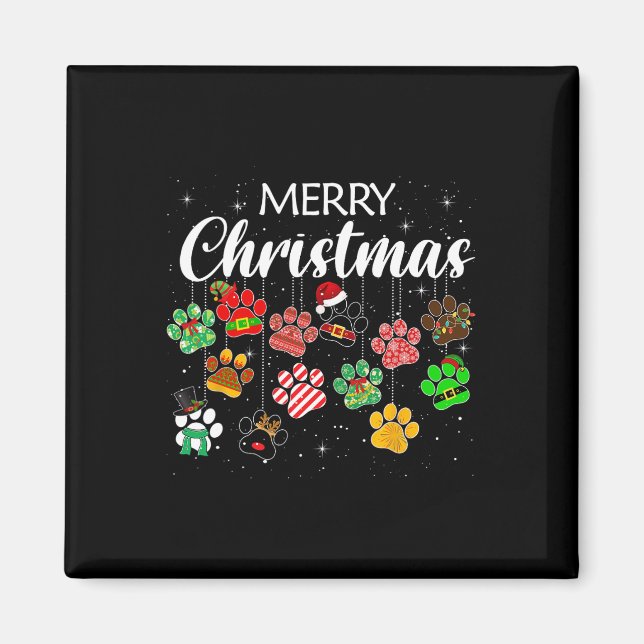 Christmas Dog Paw Print Buffalo Plaid Ugly Xmas  Magnet (Front)