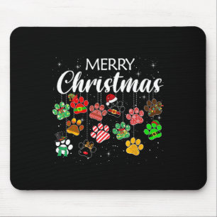 Christmas Dog Paw Print Buffalo Plaid Ugly Xmas Mouse Mat