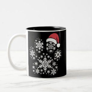 Christmas Dog Paw Santa Hat Pet Owner Gift Two-Tone Coffee Mug