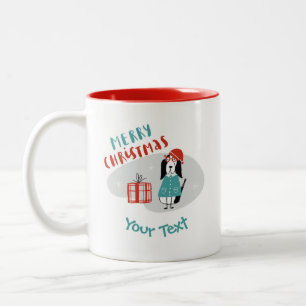 Christmas Dog Personalised Two-Tone Coffee Mug