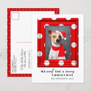 Christmas Dog Pet Photo Simple Red Holiday Frame