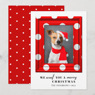 Christmas Dog Pet Photo Simple Red Holiday Frame