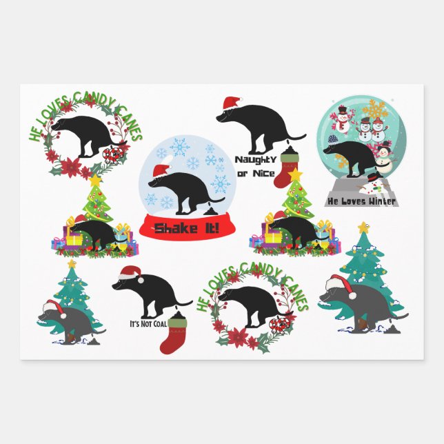 Christmas Dog Poop Humour Wrapping Paper Sheet (Front)