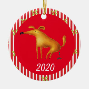 Christmas Dog Pooping  Covid Funny 2020 Ceramic Tree Decoration