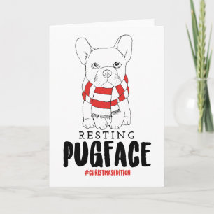 Christmas Dog Puns Santa Dogs Resting Pug Face Card