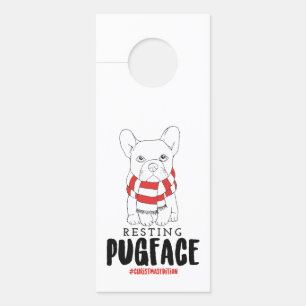 Christmas Dog Puns Santa Dogs Resting Pug Face Door Hanger
