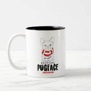Christmas Dog Puns Santa Dogs Resting Pug Face Two-Tone Coffee Mug