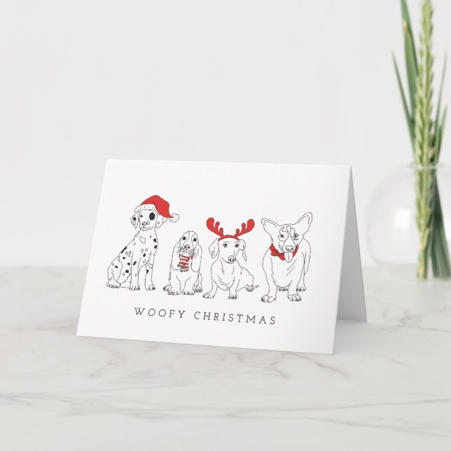 Christmas Dog Puns Santa Dogs Woofy Christmas Card (Front)