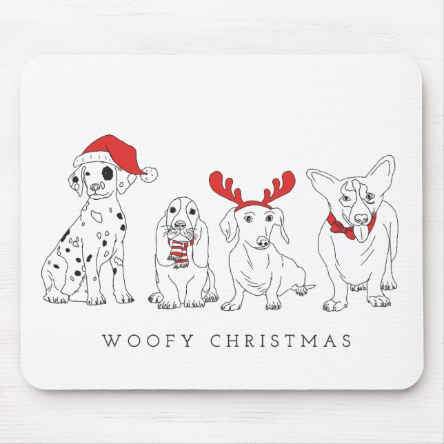 Christmas Dog Puns Santa Dogs Woofy Christmas Mouse Mat (Front)
