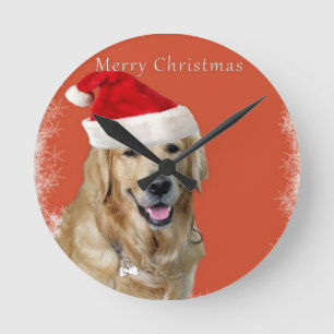 Christmas Dog Round Clock