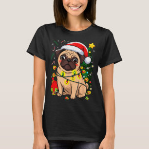 Christmas Dog Santa Clause Pug Puppy X-mas  T-Shirt