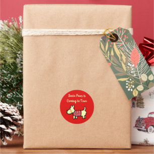 Christmas Dog Santa Paws Festive Puppy Classic Round Sticker