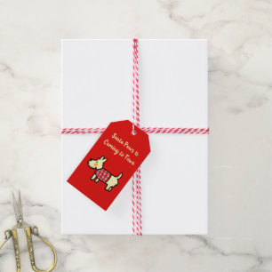 Christmas Dog Santa Paws Festive Puppy Gift Tags