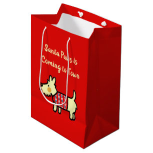 Christmas Dog Santa Paws Festive Puppy Medium Gift Bag