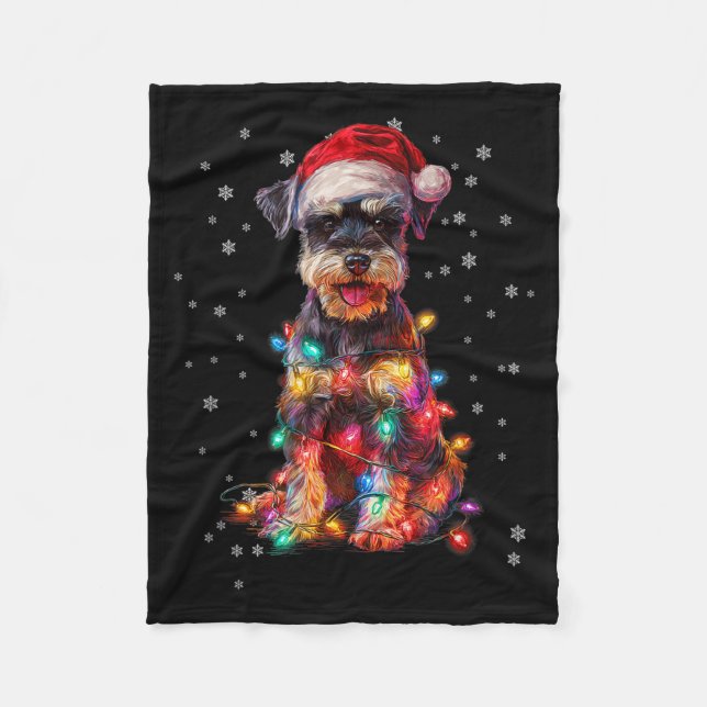 Christmas Dog Schnauzer Santa Xmas Women Men Kids  Fleece Blanket (Front)