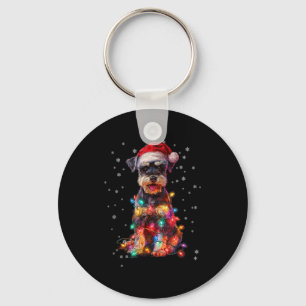 Christmas Dog Schnauzer Santa Xmas Women Men Kids Key Ring