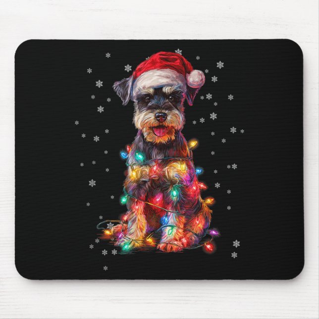 Christmas Dog Schnauzer Santa Xmas Women Men Kids  Mouse Mat (Front)