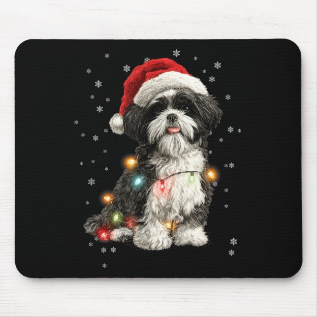 Christmas Dog Shih Tzu Santa Xmas Women Men Kids  Mouse Mat (Front)