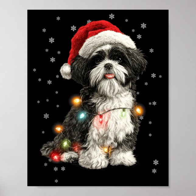 Christmas Dog Shih Tzu Santa Xmas Women Men Kids  Poster (Front)