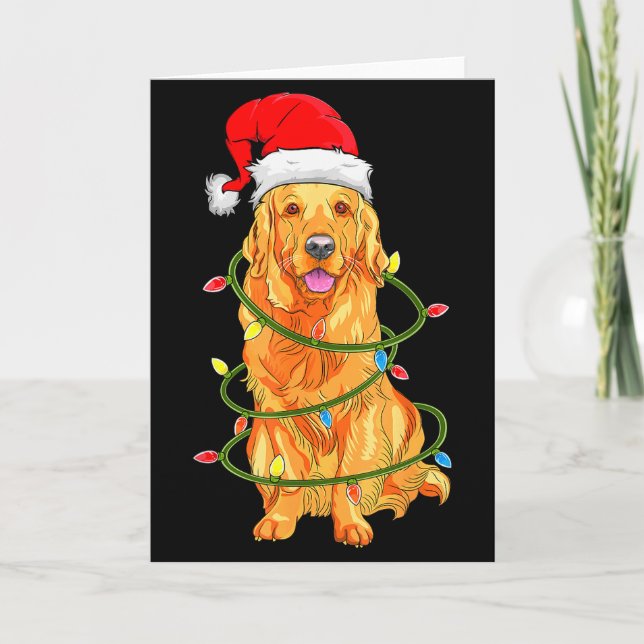 Christmas Dog Shirt, Christmas Golden Retriever Pa Card (Front)