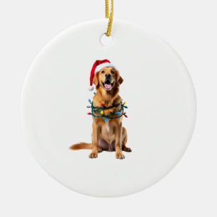 Christmas Dog Shirt, Christmas Golden retriever Pa Ceramic Tree Decoration