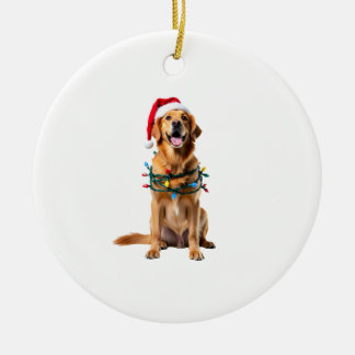 Christmas Dog Shirt, Christmas Golden retriever Pa Ceramic Tree Decoration