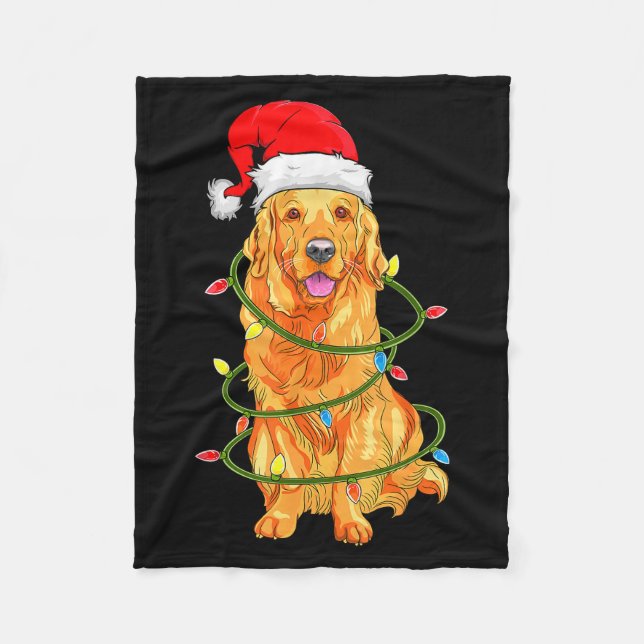 Christmas Dog Shirt, Christmas Golden Retriever Pa Fleece Blanket (Front)