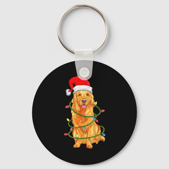 Christmas Dog Shirt, Christmas Golden Retriever Pa Key Ring (Front)