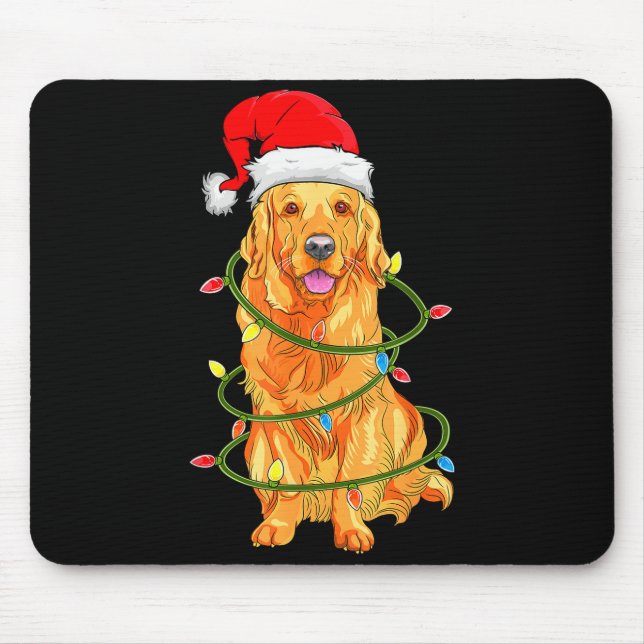 Christmas Dog Shirt, Christmas Golden Retriever Pa Mouse Mat (Front)