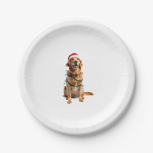 Christmas Dog Shirt, Christmas Golden retriever Pa Paper Plate
