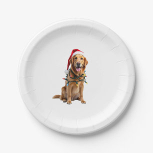 Christmas Dog Shirt, Christmas Golden retriever Pa Paper Plate