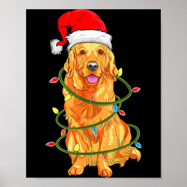 Christmas Dog Shirt, Christmas Golden Retriever Pa Poster (Front)