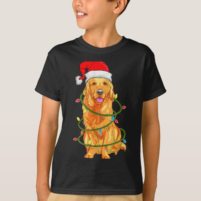 Christmas Dog Shirt, Christmas Golden Retriever Pa T-Shirt (Front)