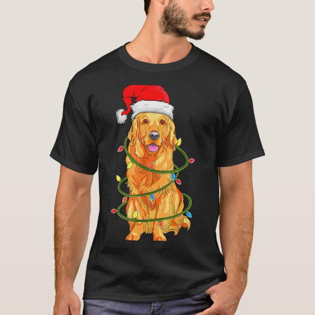 Christmas Dog Shirt, Christmas Golden Retriever Pa T-Shirt (Front)