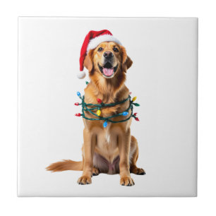 Christmas Dog Shirt, Christmas Golden retriever Pa Tile